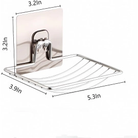 1Pcs Soap Holder Set Single Layer Stand for Bathroom Shower Wall Kitchen Sink With Self Adhesive Sticker Storage Rack Hanging Waterproof Dish Box Case Self Draining Stickable - Stainless Steel Silver Chorme (1)