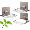 1Pcs Soap Holder Set Single Layer Stand for Bathroom Shower Wall Kitchen Sink With Self Adhesive Sticker Storage Rack Hanging Waterproof Dish Box Case Self Draining Stickable - Stainless Steel Silver Chorme (1)