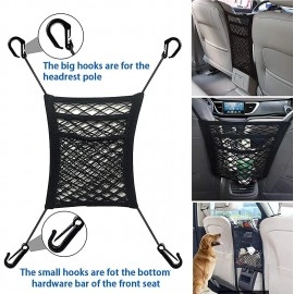 Car Mesh Organizer, Seat Back Net Bag, Barrier of Backseat Pet Kids, Cargo Tissue Purse Hold