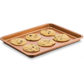 Nonstick Copper Crisper Tray and Basket for Baking and Crispy Foods Air Fry Crisper Basket Non Stick Grill Basket with Baking Pan for Kitchen