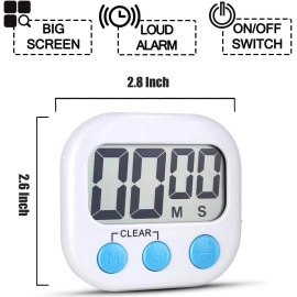 Digital Kitchen Timer & Stopwatch - Large Digit Countdown, Loud Alarm, Magnetic Back Stand Ideal for Cooking, Baking Stop Watch Timer for Study Table Accessories for Students