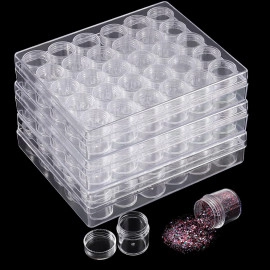 Storage box Diamond Small Clear Plastic Bead Containers with Lid for Jewelry Painting Art Craft Rhinestones Sewing Cosmetic Nail Glitter Powder(pack of 1) (30PCS ROUND BEAD STORAGE BOX)