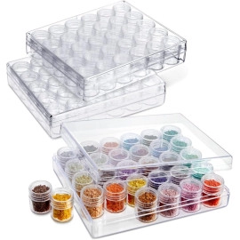 Storage box Diamond Small Clear Plastic Bead Containers with Lid for Jewelry Painting Art Craft Rhinestones Sewing Cosmetic Nail Glitter Powder(pack of 1) (30PCS ROUND BEAD STORAGE BOX)