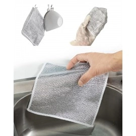 Dish Wash Scrub Cloth Pad Sponge Double-Sided Stainless Steel Scrubber Multifunctional Non-Scratch Wire Dishcloth Reusable Dishwashing Rags for Wet and Dry Scrubs & Cleans for Dish Kitchen (1)