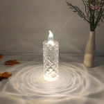 Crystal LED Pillar Candle Flameless Battery Operated LED Candle for Diwali, Christmas Decorative Lights (White)