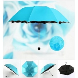 Umbrella Unisex Changing Secret Blossoms Occur with Water Magic Print 3 Fold Umbrella, Sun and Rain, Outdoor Car Umbrella for Women & Men (Random Colour)