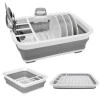 Collapsible Dish Drying Rack Foldable Dish Rack Portable Dish Drainers for Kitchen Counter Collapsible Over The Sink Dish Drainer Drying Rack for RV Camping Marine Dish Tub and Washing Basin