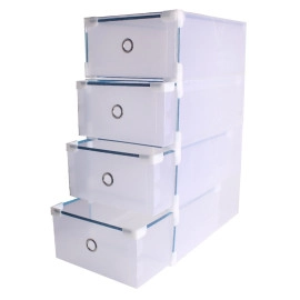 Plastic Storage Foldable Clear Shoe Box Stackble with Drawer/CTXH-01 (pack of 1)