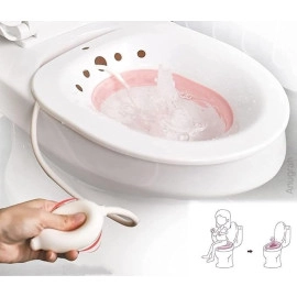 Sitz Bath Toilet Seat with Flusher, Folding Sitz Bath Tub for Pregnant Women, Postpartum Care, Hemorrhoids Recovery, Vaginal/Anal Inflammation Treatment -Portable Perineal Soaking Basin