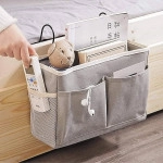 Bedside Caddy Essentials Pocket Hanging Storage Organizer, Sofa Side Hanger Holder Bag for Dorm, TV Remote Control, Phones, Magazines, Tablets 