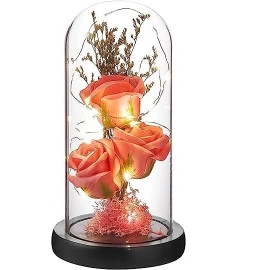 Rose Flower Gift Natural, Light Up Rose in Glass Dome, Eternal Forever Rose Flower, women,wife,mom,Mother’s Day,Valentine’s Day,Anniversary,Birthday Decorations (Pack of 1)