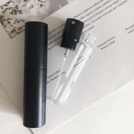 10ml Perfume Refill Bottle Refillable Perfume Bottle Mini Travel Empty Glass Spray Bottle with Perfume Extractor Pump,Funnel(Black)