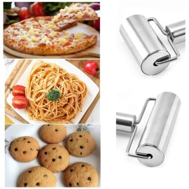 Pizza Pastry Baking Dough Roller Rolling Pin Stainless Steel 4.5 inch Roller