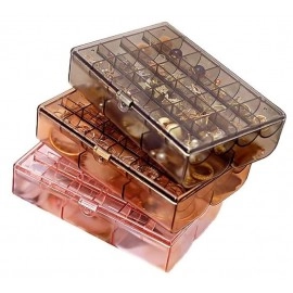 Jewelry Organizer Box Portable 2 Layer Acrylic Jewelry Storage Box Organizer Holder case with Lid for Earrings Necklaces Bracelets Rings with 24-Grid Small and 6-Grid Big (Multicolor - 1 PCS)