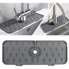 Kitchen Faucet Sink Splash Guard, Silicone Faucet Water Catcher Mat – Sink Draining Pad Behind Faucet, Rubber Drying Mat for Kitchen & Bathroom Countertop Protect (Grey)