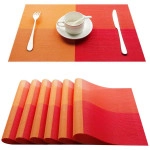 Placemats for Dining Table,Place Mats Heat-Resistant Non-Slip Washable and Easy to Cut Set (Orange, 6)