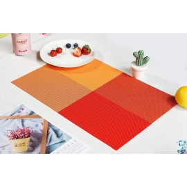 Placemats for Dining Table,Place Mats Heat-Resistant Non-Slip Washable and Easy to Cut Set (Orange, 6)