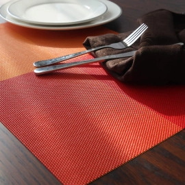 Placemats for Dining Table,Place Mats Heat-Resistant Non-Slip Washable and Easy to Cut Set (Orange, 6)