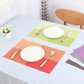 Placemats for Dining Table,Place Mats Heat-Resistant Non-Slip Washable and Easy to Cut Set (Orange, 6)