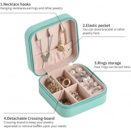 Jewellery Organiser Box, Jewellery Box For Women,Portable Travel Jewellery Organiser Pouch, Small Jewellery Box Organiser For Ring, Pendant, Earring, Necklace, Bracelet (Pink, Faux Leather)