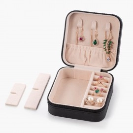 Jewellery Organiser Box, Jewellery Box For Women,Portable Travel Jewellery Organiser Pouch, Small Jewellery Box Organiser For Ring, Pendant, Earring, Necklace, Bracelet (Pink, Faux Leather)