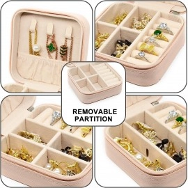 Jewellery Organiser Box, Jewellery Box For Women,Portable Travel Jewellery Organiser Pouch, Small Jewellery Box Organiser For Ring, Pendant, Earring, Necklace, Bracelet (Pink, Faux Leather)