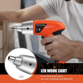 Cordless Electric Screwdriver Machine with Bits And LED Light, 45 in 1 Rechargeable Screwdriver Drill Machine with Reversible Function for Home & DIY Use - Easy to Use