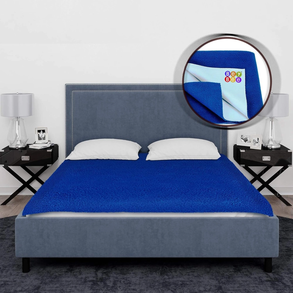 Bed Protector Waterproof for Baby Double Bed Size- 200cm x 260cm, Royal Blue