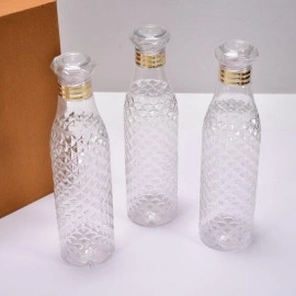 Crystal Water Bottle, Water Bottle With Diamond Shape Lid (3 Pcs, Black Dimond Cuts)