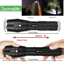 7 Mode Rechargeable Aluminium Solar LED Torch Light, Power Long Distance with Torch Flashlight Use for Car Emergency Tool with Window Breaker, Magnet, Cutter, Compass (Black) (7 Mode)