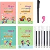 Sank Magic Practice Copybook (4 Book + 10 Refill + 1 Pen + 1 Grip Set) Number Tracing Book for Preschoolers with Pen, Magic Calligraphy Copybook Set for Kids (BL1-SB2)