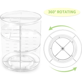 360 Rotating Makeup Organizer,Large Capacity&Adjustable Multi-Function Cosmetic Storage Box,The Perfect Makeup Organizer On The Dresser (transparent)