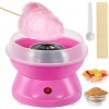 Cotton Candy Machine, Candy Floss Machine with Detachable Splash Guard + 10 Bamboo Sticks + Sugar Spoon, Electric Smooth Cotton Candy Maker Easy to use for Kids