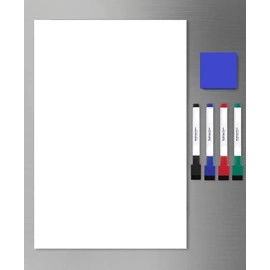 Magnetic Dry Erase White Board Sheet|Size:(30X20)Cms|Includes 4 Marker Pens,1 Eraser |Whiteboard For Fridge Daily Routine Responsibility,Self-Care,Reminders,Notes&More For Kids&Adults.