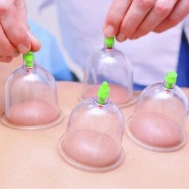 Massage Cans Cups Chinese Vacuum Cupping Kit Pull Out Vacuum Apparatus Therapy Relax Massagers (Clear, Transparent) - Pack of 12Pcs