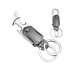 Multifunction Keychain 5 IN 1 Heavy Duty Dual Ring Metal Keychain with Cutter, Bottle Opener, Mobile Phone Holder, 360° Rotate Spinner - Outdoor Carabiner Portable Car Key Chain.