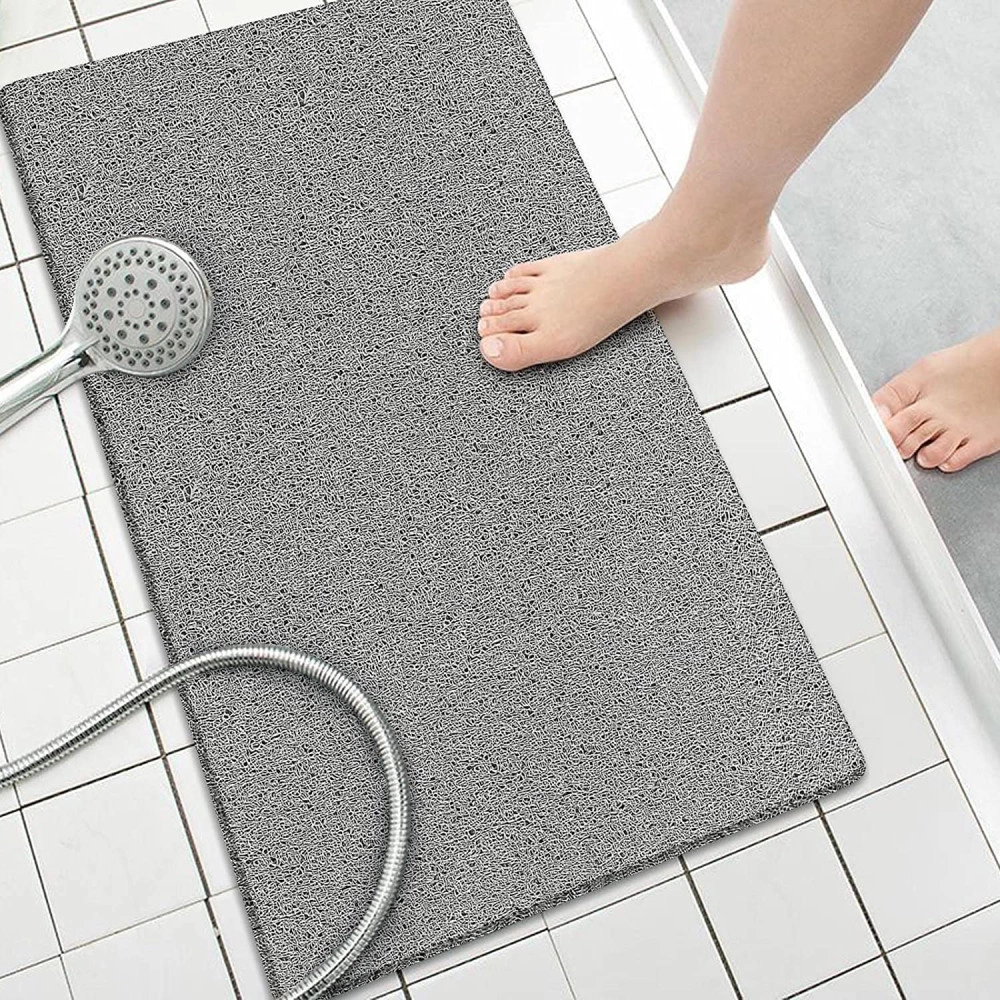 Soft Textured Bath Mat Non Slip, Comfort Bathtub Mats with Drain, PVC Loofah Shower Bathroom Mats for Wet Areas, Quick Drying, 40X80CM, Shower Safety Bath Tub and Shower Mat(Grey)