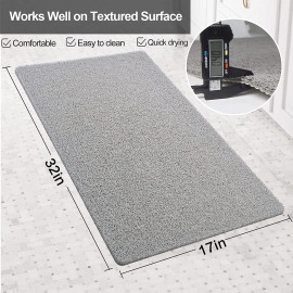 Soft Textured Bath Mat Non Slip, Comfort Bathtub Mats with Drain, PVC Loofah Shower Bathroom Mats for Wet Areas, Quick Drying, 40X80CM, Shower Safety Bath Tub and Shower Mat(Grey)