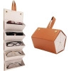 Sunglasses Storage Box, 5-Slot Travel Sunglasses Organizer PU Leather Eyeglasses Storage Case Foldable Glasses Hanging Display Box for Glasses Storage