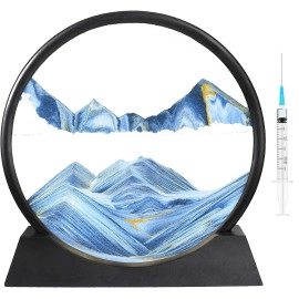 Moving Sand Art Picture Glass Liquid Painting 3D Natural Landscape showpieces for Home Decor Antique Gifts for Kids Office Desktop Decoration Desk Table Decorative Items