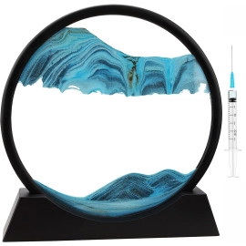 Moving Sand Art Picture Glass Liquid Painting 3D Natural Landscape showpieces for Home Decor Antique Gifts for Kids Office Desktop Decoration Desk Table Decorative Items