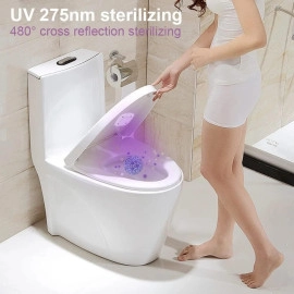 Smart Toilet UV Sterilizer, Negative Ions Remove Odors Deodorizer, WC Bathroom Germicidal UV Light Intelligent Rechargeable Disinfection Lamp