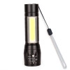 High Quality LED Flashlight With COB Light Mini Waterproof Portable LED XPE COB Flashlight USB Rechargeable 3 Modes Pen Clip Light Flashlight With Hanging Rope Small Size Black Colored