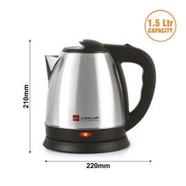 Quick Boil Popular/Lifestyle Electric Kettle 1.5 Litre 1500 Watts | Stainless Steel body | Boiler for Water, Silver