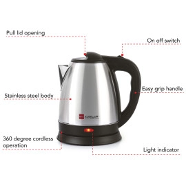 Quick Boil Popular/Lifestyle Electric Kettle 1.5 Litre 1500 Watts | Stainless Steel body | Boiler for Water, Silver