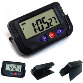 Plastic NA-613D Car Dashboard Clock and Stopwatch with Flexible Stand, Black