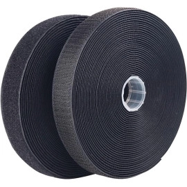 Non Adhesive Hook & Loop (5m*25mm, Black) Tape nterlocking Tape No Glue on Back Side Tape, and use Crafts and Sewing Crafts, DIY Clothes, Shoes etc.