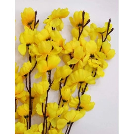 Real Looking Beautiful Orchid Artificial Flower Bunch for Home Office Restaurant Decoration Yellow (Pack of 1 Bunch/7 Sticks) 