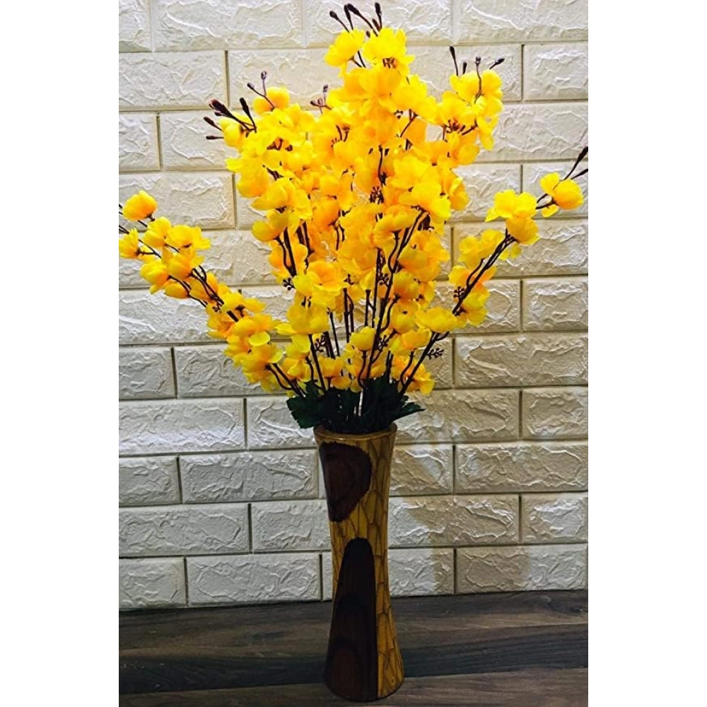 Real Looking Beautiful Orchid Artificial Flower Bunch for Home Office Restaurant Decoration Yellow (Pack of 1 Bunch/7 Sticks) 