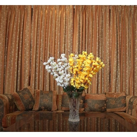 Real Looking Beautiful Orchid Artificial Flower Bunch for Home Office Restaurant Decoration Yellow (Pack of 1 Bunch/7 Sticks) 